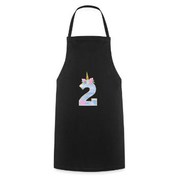 2 ans numéro de Licorne 2e cadeau d'anniversaire fille - Tablier de cuisine - noir - Devant - AI Model Male 185 dark (185cm)
