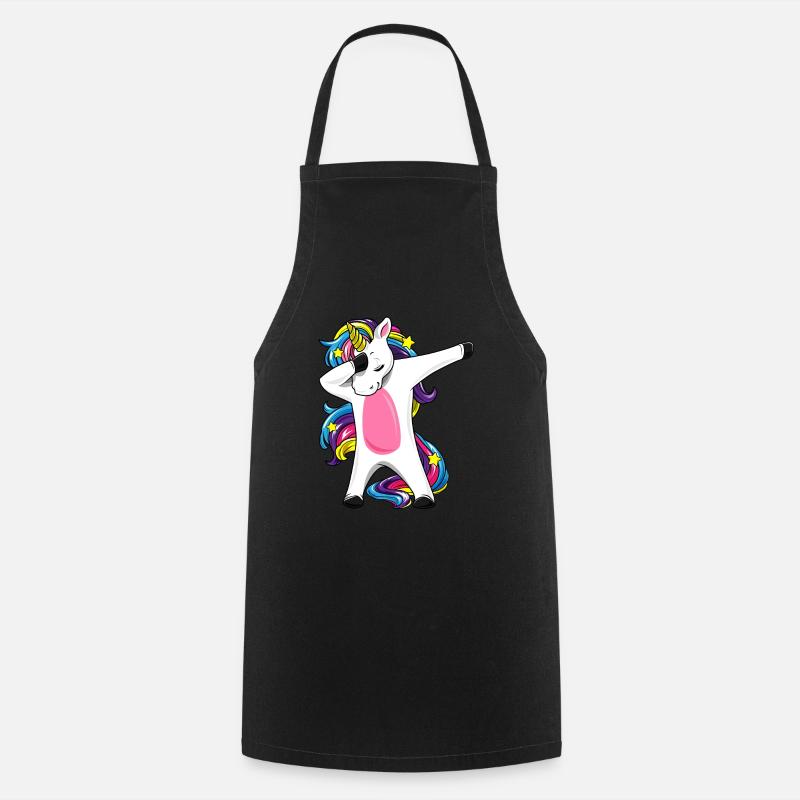 Dabbing Einhorn Regenbogen Mädchen Geschenk - Kochschürze - Schwarz