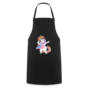 Tampon cadeau de fille guirlande florale licorne - Tablier de cuisine - noir - Devant - AI Model Male 185 dark (185cm)