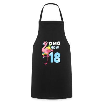 18 ans cadeau flamant rose 18e anniversaire fille - Tablier de cuisine - noir - Devant - AI Model Male 185 dark (185cm)