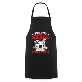 Les vrais gars jouent batteur - Tablier de cuisine - noir - Devant - AI Model Male 185 dark (185cm)