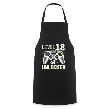 18th Birthday Level 18 Gamer Gift - Cooking Apron - black - Front - AI Model Male 185 dark (185cm)
