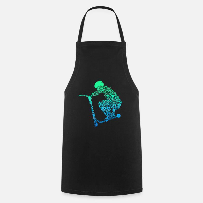 Scooter Roller Stunt Gift Boys Kids - Cooking Apron - black