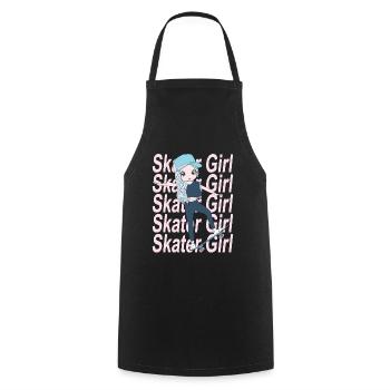Skater Girl Skateboard Stunt Skateboarder - Kochschürze - Schwarz - Vorne - AI Model Male 185 dark (185cm)