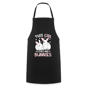Rabbit Girl Rabbit Gift - Cooking Apron - black - Front - AI Model Male 185 dark (185cm)