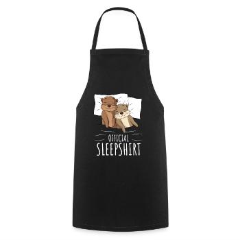 Otter Sleeping Shirt Sea Otter Gift - Cooking Apron - black - Front - AI Model Male 185 dark (185cm)