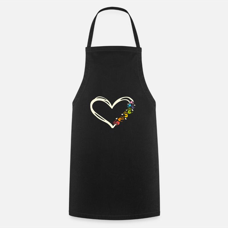 Empreintes de mains en forme de cœur d'un - Tablier de cuisine - noir