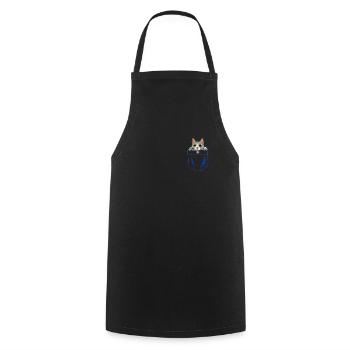 Cat print Pocket Print product Royal Blue - Cooking Apron - black - Front - AI Model Male 185 dark (185cm)