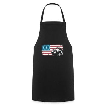 Jeep Auto Gelängewagen USA Amerika Flagge Geschenk - Kochschürze - Schwarz - Vorne - AI Model Male 185 dark (185cm)