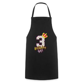 3e anniversaire enfants couronne fille - Tablier de cuisine - noir - Devant - AI Model Male 185 dark (185cm)