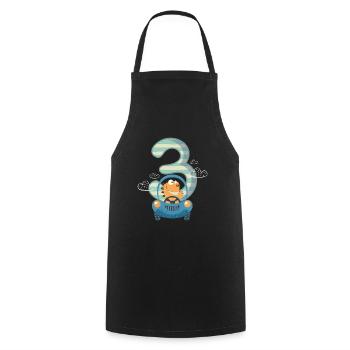 3ème cadeau d'anniversaire dinosaure dinosaure garçon - Tablier de cuisine - noir - Devant - AI Model Male 185 dark (185cm)