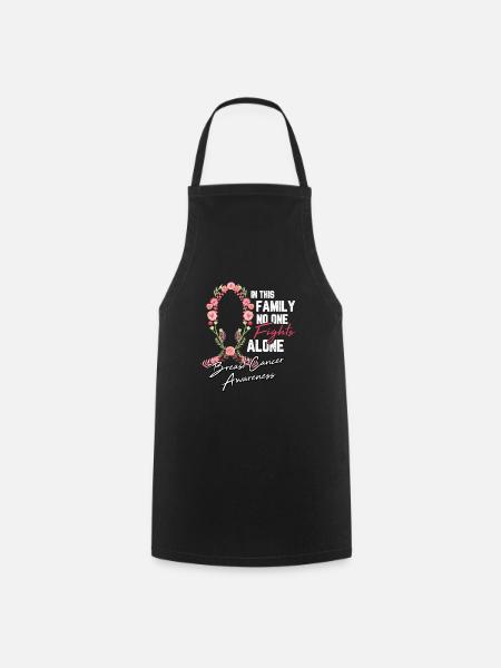 Cadeau de chimio de combat de fleur de ruban de cancer du sein - Tablier de cuisine - noir