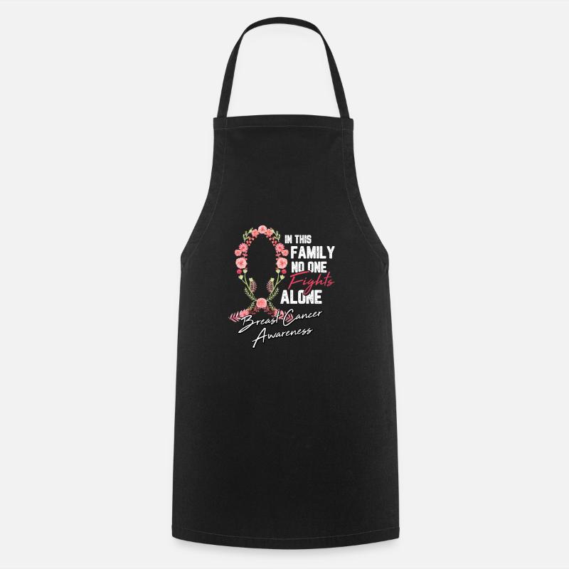 Cadeau de chimio de combat de fleur de ruban de cancer du sein - Tablier de cuisine - noir