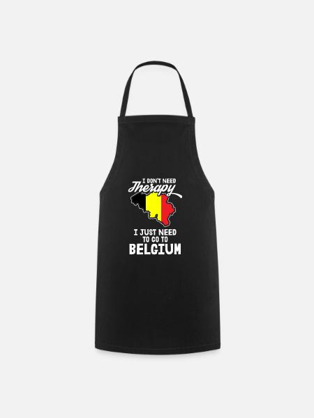 Belgium Therapy Brussels vlag banner cadeau idee - Keukenschort - zwart