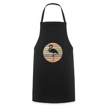 Flamants roses rose flamant rose fête rétro cadeau - Tablier de cuisine - noir - Devant - AI Model Male 185 dark (185cm)
