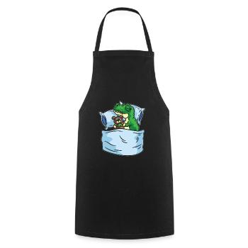 Sleeping T-Rex Stuffed Animal Sleepshirt - Cooking Apron - black - Front - AI Model Male 185 dark (185cm)