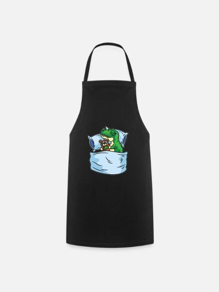 Schlafendes T-Rex Stofftier Sleepshirt - Kochschürze - Schwarz