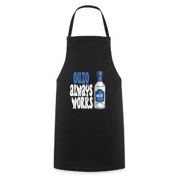 Ouzo always works Greek anise spirit - Cooking Apron - black - Front - AI Model Male 185 dark (185cm)