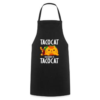 TacoCat Spelled Backwards Is TacoCat - Palindromes - Cooking Apron - black - Front - AI Model Male 185 dark (185cm)