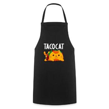 TacoCat Spelled Backwards Is TacoCat - Palindromes - Cooking Apron - black - Front - AI Model Male 185 dark (185cm)