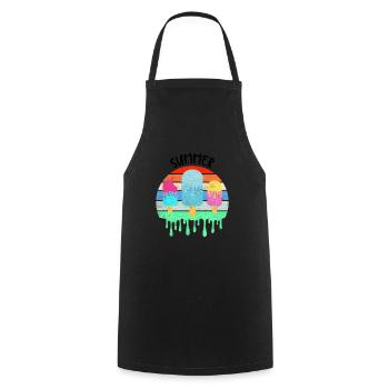 Crème glacée fondante Vacances d’été chaudes Rétro Vintag - Tablier de cuisine - noir - Devant - AI Model Male 185 dark (185cm)
