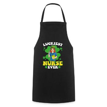 L’infirmière la plus heureuse Irish St. - Tablier de cuisine - noir - Devant - AI Model Male 185 dark (185cm)