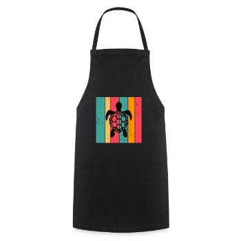 Turtle Retro Animal Sea Reptile Gift idea - Cooking Apron - black - Front - AI Model Male 185 dark (185cm)