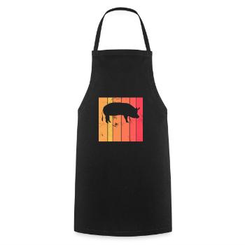 Pig Animal Retro Pet Farm Idée cadeau - Tablier de cuisine - noir - Devant - AI Model Male 185 dark (185cm)