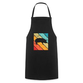 Pig Animal Retro Pet Farm Gift idea - Cooking Apron - black - Front - AI Model Male 185 dark (185cm)