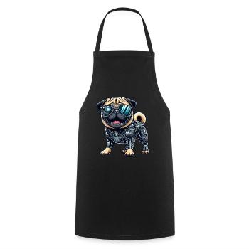 Carlin Cyborg - Chien robot bionique - Tablier de cuisine - noir - Devant - AI Model Male 185 dark (185cm)