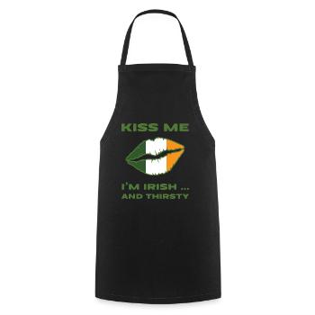 Kiss me I'm Irish and thirsty. - Cooking Apron - black - Front - AI Model Male 185 dark (185cm)