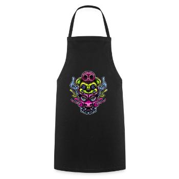 Dragon, bear and skully color - Cooking Apron - black - Front - AI Model Male 185 dark (185cm)