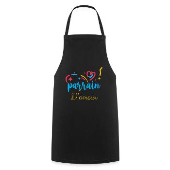 Parrain D' Amour Idée Cadeau Famille - Tablier de cuisine - noir - Devant - AI Model Male 185 dark (185cm)