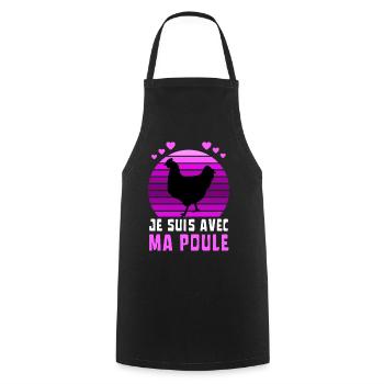 Je suis avec ma poule Vintage Sunset Violet - Tablier de cuisine - noir - Devant - AI Model Male 185 dark (185cm)
