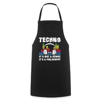 Techno Music not Genre but Philosophy - Cooking Apron - black - Front - AI Model Male 185 dark (185cm)