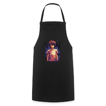 Anime Boy - Kochschürze - Schwarz - Vorne - AI Model Male 185 dark (185cm)