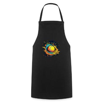 Tennis ball - Cooking Apron - black - Front - AI Model Male 185 dark (185cm)