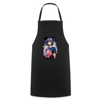 Anime Girl - Cooking Apron - black - Front - AI Model Male 185 dark (185cm)