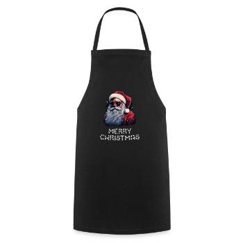 Weihnachtsmann - Marry Christmas - Kochschürze - Schwarz - Vorne - AI Model Male 185 dark (185cm)