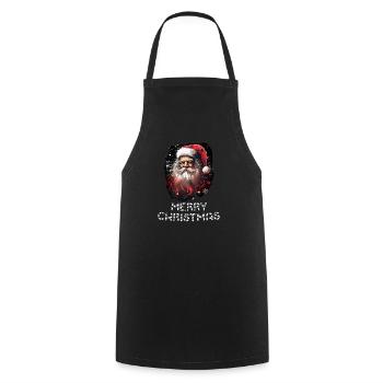 Weihnachtsmann - Marry Christmas - Kochschürze - Schwarz - Vorne - AI Model Male 185 dark (185cm)