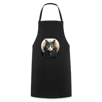 Katze - Kochschürze - Schwarz - Vorne - AI Model Male 185 dark (185cm)