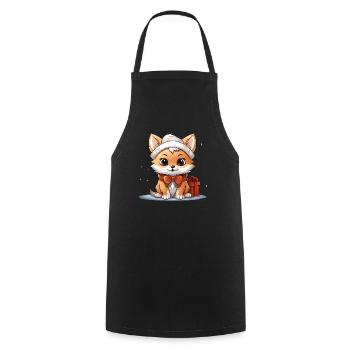 Fox Christmas Design - Kawaii Style - Cooking Apron - black - Front - AI Model Male 185 dark (185cm)