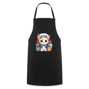 Cat Christmas Design - Kawaii Style - Cooking Apron - black - Front - AI Model Male 185 dark (185cm)