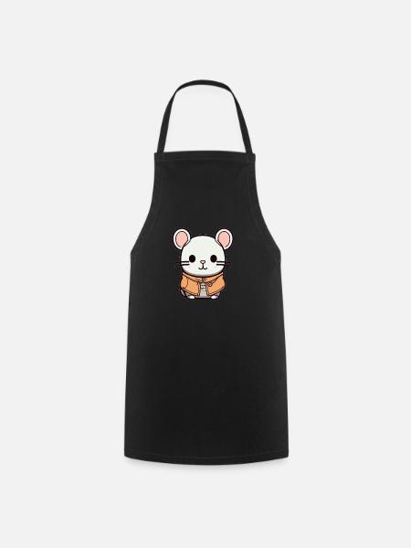 Maus - Kawaii Style - Kochschürze - Schwarz