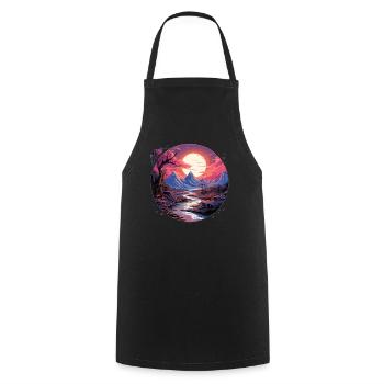 Landscape - Illustration - Cooking Apron - black - Front - AI Model Male 185 dark (185cm)