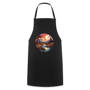 Landscape - Illustration - Cooking Apron - black - Front - AI Model Male 185 dark (185cm)