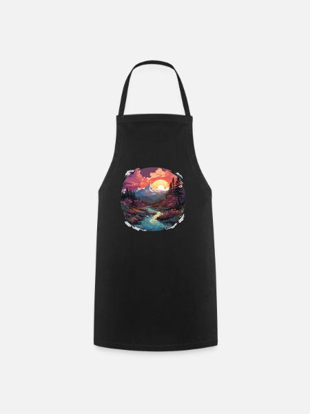 Paysage - Illustration - Tablier de cuisine - noir