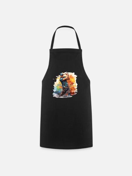 Joueur de golf - Illustration - Tablier de cuisine - noir