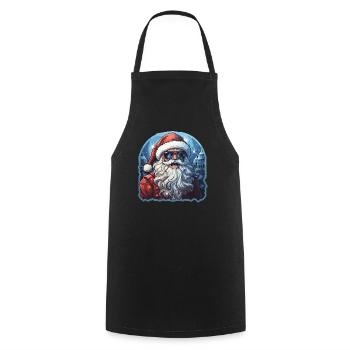 Père Noël - illustration - Tablier de cuisine - noir - Devant - AI Model Male 185 dark (185cm)
