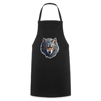 Wolf - Illustration - Kochschürze - Schwarz - Vorne - AI Model Male 185 dark (185cm)